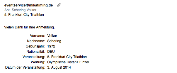 Anmeldung Frankfurt Triathlon
